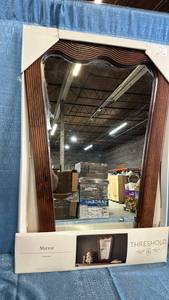 lot 2002 image: Threshold Wood Frame Wall Mirror
