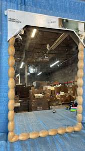 lot 2075 image: Room Essentials Turned Wood Frame Mirror 20x30.