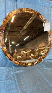 lot 2077 image: Round Pieced Frame Mirror 30.
