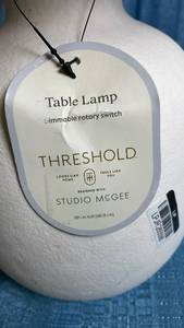 lot 3004 image: Threshold Studio McGee Table Lamp with Wicker Shade