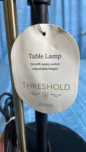 lot 3015 image: Threshold Adjustable Height Table Lamp with Brass Finish