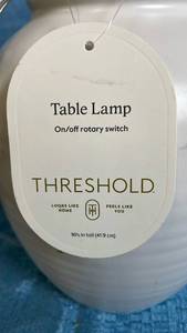 lot 3020 image: Threshold White Ceramic Table Lamp with Rotary Switch