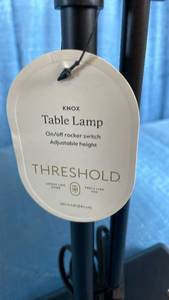 lot 3025 image: Threshold Knox Adjustable Height Table Lamp with Linen Shade