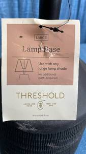 lot 3028 image: Threshold Large Black Ribbed Ceramic Table Lamp Base