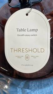 lot 3029 image: Threshold 17-inch Brown Glass Table Lamp with Rotary Switch