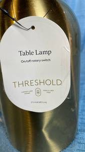 lot 3033 image: Threshold Gold Brass Table Lamp with Rotary Switch