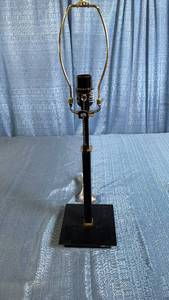 lot 3036 image: Adjustable Black Table Lamp Base with Brass Hardware