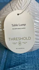 lot 3042 image: Threshold White Ceramic Table Lamp with Rotary Switch