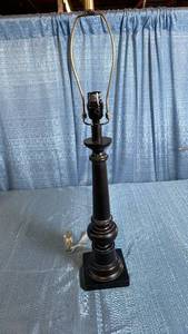 lot 3044 image: Black Metal Table Lamp Base with Brass Harp