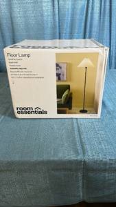 lot 3050 image: Room Essentials Black Floor Lamp with Pleated Shade