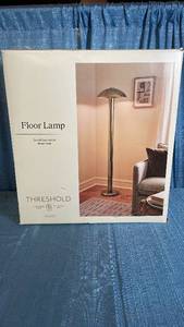 lot 3053 image: Threshold Brass Floor Lamp with Dome Shade
