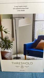 lot 3054 image: Threshold 3-Way Rotary Switch Floor Lamp with Linen Shade