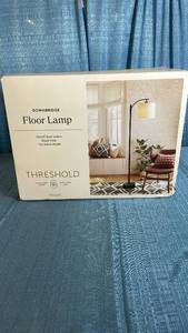 lot 3068 image: Threshold Downbridge Floor Lamp with Tan Fabric Shade