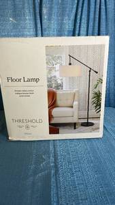 lot 3073 image: Threshold Floor Lamp with Linen Shade and Dimmer