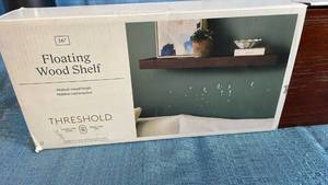 lot 3083 image: Threshold 36 Inch Floating Wood Shelf Walnut Finish