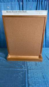 lot 3095 image: Threshold Cork Memo Board with Wooden Shelf