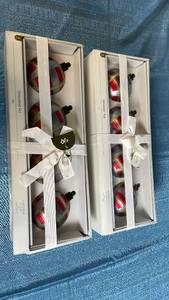lot 3098 image: Threshold Christmas Ball Ornament Sets with Plaid Glass Design, PACK OF 2, 8 Total Pieces