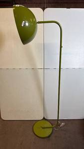 lot 8005 image: Mid Century Modern Green Metal Floor Lamp with Dome Shade