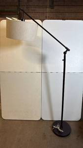 lot 8006 image: Black Adjustable Floor Lamp with Beige Shade