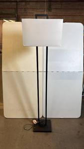 lot 8009 image: Modern Floor Lamp with White Rectangular Shade
