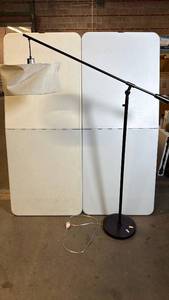 lot 8015 image: Modern Black Floor Lamp with Fabric Drum Shade