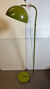 lot 8024 image: Green Metal Floor Lamp with Dome Shade