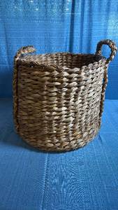 lot 8030 image: Handwoven Natural Wicker Storage Basket with Handles