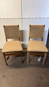 lot 8069 image: Folding Woven Rope Back Dining Chairs Set of 2