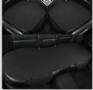 lot 8080 image: West Llama Linen Car Seat Covers,Bottom Seat Covers for Cars Include 1 Pair Front Driver Seat Pad Mat and 1 Rear Bench Cover Universal Fits 90% Vehicles,SUVs,Cars,Sedans(3Piece-Black)