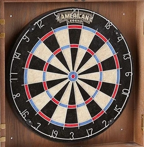 lot 8081 image: American Legend Charleston Dartboard - 18 dartboard and 6 steel tip darts