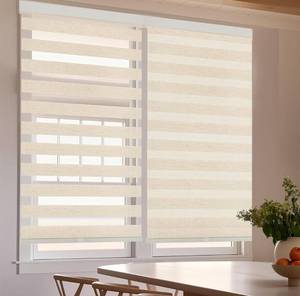 lot 8091 image: GHV Cordless Zebra Blinds for Windows Flaxen Zebra Shades Light-Filtering Dual Layer for Home Office (35 in (W) x 64 in (H))