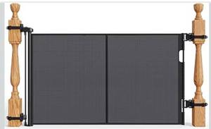lot 8098 image: Upgraded Retractable Baby Gates for Stairs & Banister, Mesh Dog Gate Indoor, Extends to 55 Wide 33 Tall, Child Safety Gate for Stairway, Banister & Wall Mount (Black)