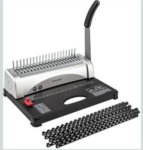 lot 8102 image: TIANSE Binding Machine, 21-Holes, 450 Sheets, Comb Binding Machines with Starter Kit 100 PCS 38 Comb Binding Spines, Comb Binder Machine Book Maker Perfect for Letter Size, A4, A5 or Smaller Sizes