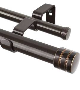 lot 8114 image: TONIAL1 Inch Double Curtain Rods 72 to 144 Inch (6 to 12 ft), Heavy Duty Decorative Drapery Rod for Windows 69 to 140 Inch (5.75 to 11.7 ft) with Classic Cap Finial, Bronze