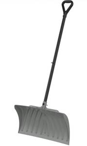 lot 8122 image: Suncast 27 Steel Core Snow Pusher with Galvanized Wear Strip, D-Grip Handle, Heavy-Duty Snow Removal Tool for Effortless Clearing Orange