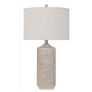 lot 8129 image: Cooper Ridge Polyresin 29  Table Lamp with Linen Shade  Antique Cream (Set of 2)