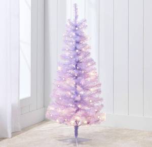 lot 8133 image: Best Choice Products 4ft Pre-lit Christmas Tree, Artificial Mini Tree Perfect for Kids, Apartments, Bedroom with Twinkling LED Lights - Lavender