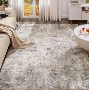 lot 8148 image: UERMEI 6x9 Area Rug Living Room Rugs - Washable Neutral Modern Abstract Soft Thin Large Rug Indoor Floor No Slip Rug Carpet for Bedroom Under Dining Table Home Office Decor - Brown Grey