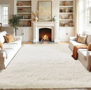 lot 8151 image: Fluffy Area Rugs for Bedroom - Soft Plush Shag Rug for Living Room Nursery Kids Room - Non Slip Fuzzy Shaggy Floor Carpets for Girls Boys Play Room Dorm Decor (White, 8 x 10)