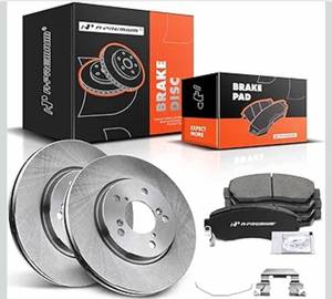 lot 8170 image: 11.66 inch (296mm) Front Vented Disc Brake Rotors  Ceramic Pads Kit Compatible with Select Honda Models - Odyssey 2005 2006 2007 2008 2009 2010, 6-PC Set