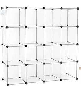 lot 8183 image: C&ampAHOME Cube Storage Organizer, 16-Cube Shelves Units, Plastic Storage Cubes, DIY Closet Organizer, Modular Closet Storage Shelves Ideal for Home, 48.4 L x 12.4 W x 48.4 H Transparent SUM3016W