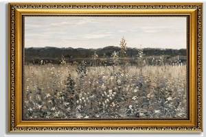 lot 8185 image: YD&YZY Gold Framed Vintage Wall Art Canvas Landscape Meadow with Flowers Farmhouse Wall Decor Rustic Modern Cottagecore Nature Painting Picture Print for Bedroom Home Decor 16x24 inch Framed