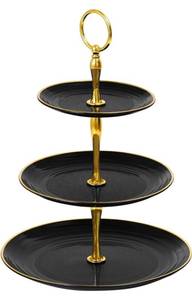 lot 8188 image: Brand Soleebee4.04.0 out of 5 stars(40)3-Tier Cupcake Stand, Round Plastic Tiered Serving Tray, Cup Cake Tower for Birthday Wedding Party Decoration, Cupcake Tier Stand Fruits Desserts Display (Black Gold
