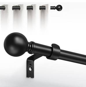 lot 8203 image: HeiDear 2 Pack Curtain Rods for Windows 36 to 76 Inches, 58 White Metal Curtain Rod, Adjustable Single Window Rods for Bedroom, Living Room, Kitchen, Office