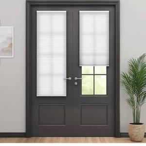 lot 8215 image: Cordless Cellular Shades for French Doors, No Drill French Door Blinds for Privacy, Light Filtering Honeycomb Shades for Front Door Patio Sliding Glass Door, 1 Pack, 28 W x 78 H, White