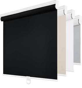 lot 8222 image: Cordless Blackout Roller Shades for Windows, Thermal Insulated UV Protection Pull Down Shades, Total Blackout Window Blinds for Home, Office, Bedroom, Door (34 W x 72 H, Black)