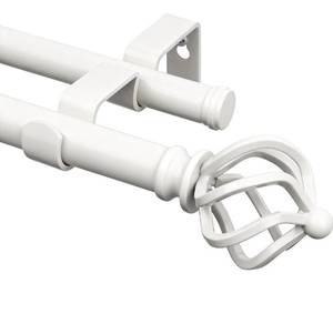 lot 8228 image: Double Curtain Rod 72 to 144 Inches(6-12 Feet) Ivory White Curtain Rods for Windows 66 to 120 Inches, 78 Inch Heavy Duty Drapery Rod with Twisted Cage Finials