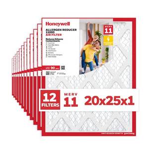 lot 8232 image: Honeywell 20x25x1 MERV 11 Allergen Reducer 11000 Electrostatic Pleated HVAC AC Furnace Air Filter (12-Pack)  Replacement Filter for Home Use  Made in USA