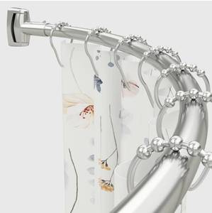 lot 8236 image: Adjustable Curved Shower Rod, 42-72 inches Extra Wide Shower Curtain Rod, Rust proof, Premium Stainless Steel, Curved Shower Curtain Rod for Bathroom, Need to Drill, Nickel