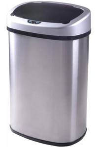 lot 8240 image: Kitchen Trash can for Bathroom Bedroom Home Office Automatic Touch Free Garbage bin with lid Brushed Stainless Steel Rectangular 13 Gallon  50L